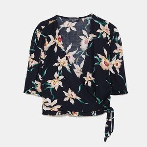 ZARA Printed wrap tee